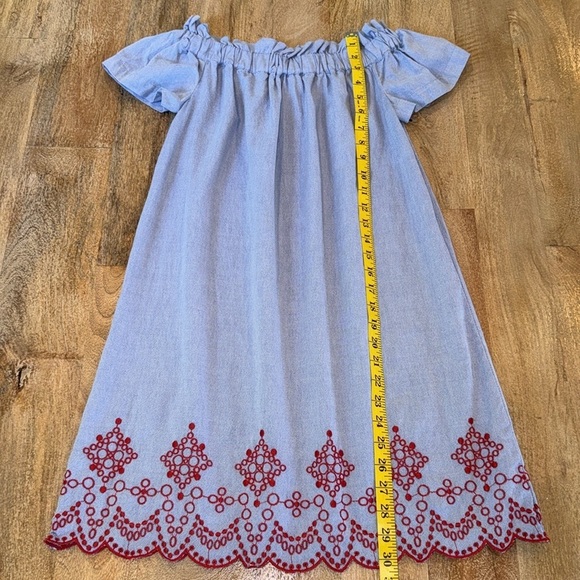 Vineyard Vines Off The Shoulder Blue/Red Embroidered Dress - Picture 5 of 9
